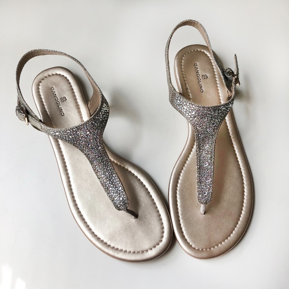 NWOT Bandolino Rhinestone T-Strap Sandals Sz 8.5